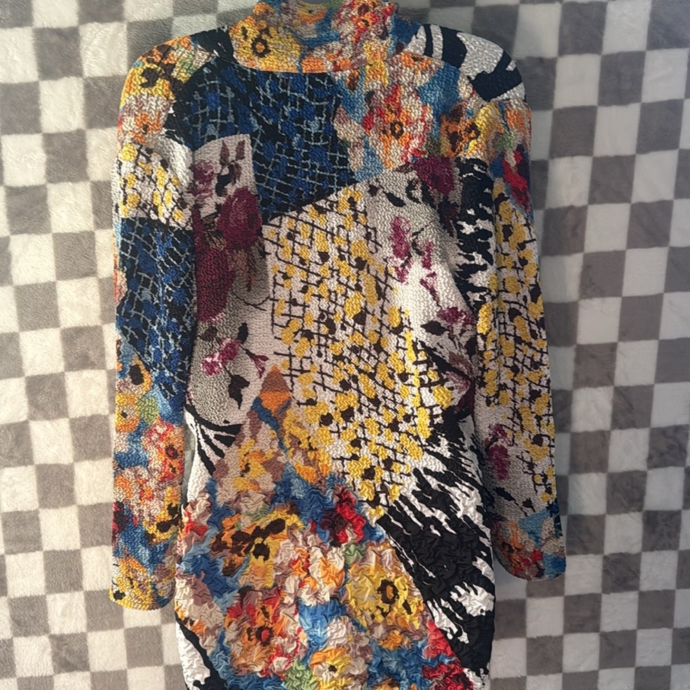 Alberto Makali Crinkled LightWeight Blazer Sport Coat Abstract colorful Size L - Picture 7 of 14